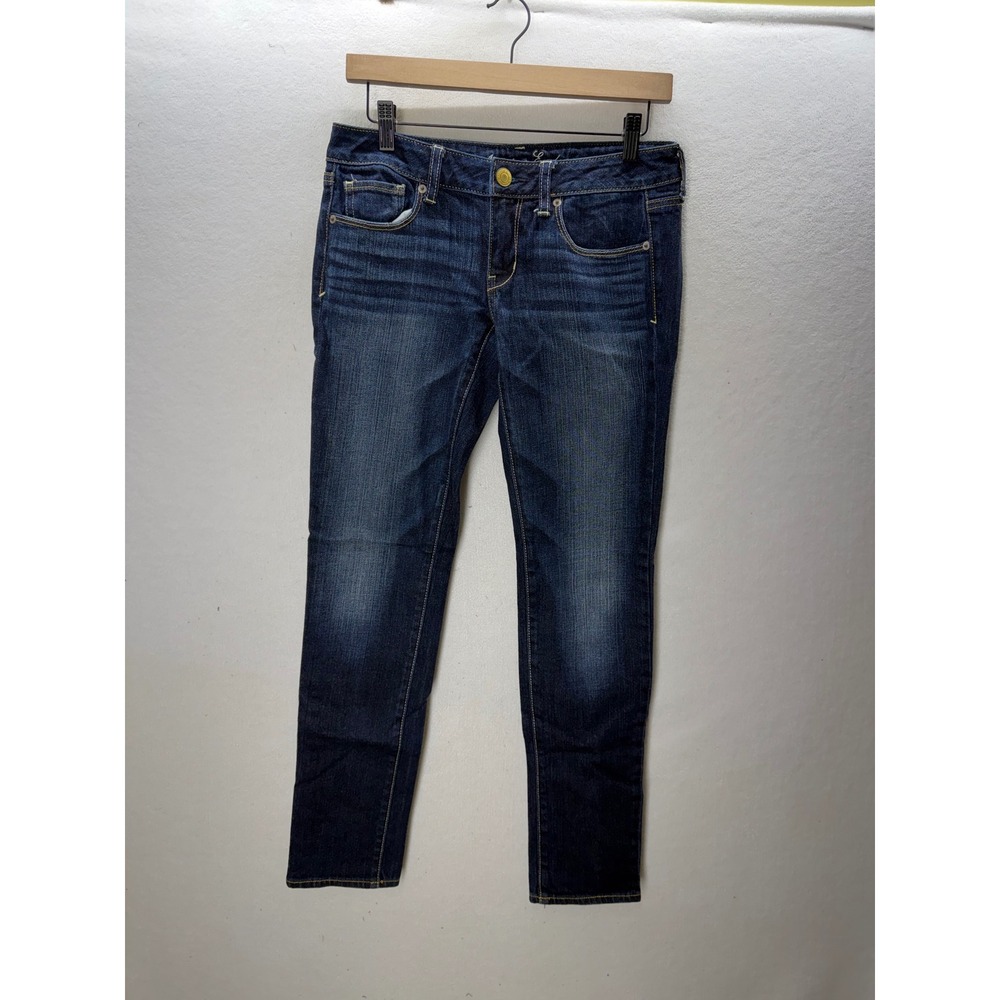 American Eagle Skinny Jeans Womens 4 Dark Blue Stretch Low Rise Denim 3614